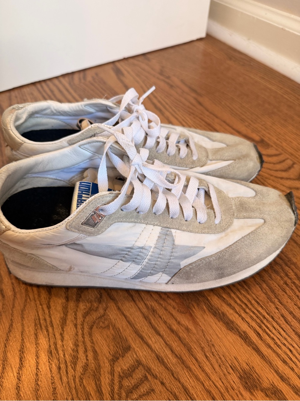 Men's Golden Goose Marathon White and Light Gray Silver Sneakers 8